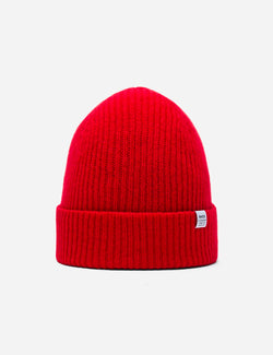 Bhode 'Hawick' Scottish Knitted Beanie Hat (Lambswool) - Scarlet Red