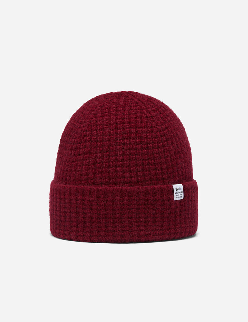 Bhode 'Pineapple' Scottish Texture Beanie Hat (Lambswool) - Bordeaux Red