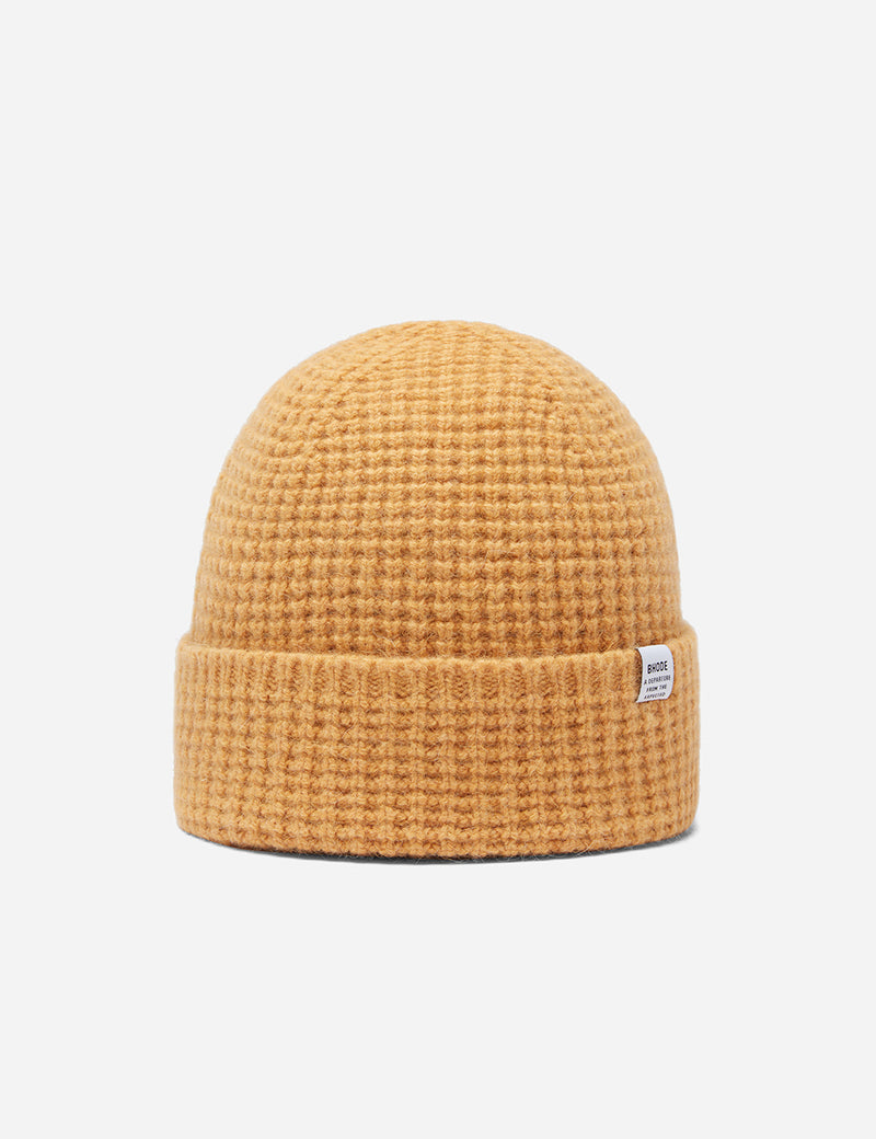 Bhode 'Pineapple' Scottish Texture Beanie Hat (Lambswool) - Mango Yellow