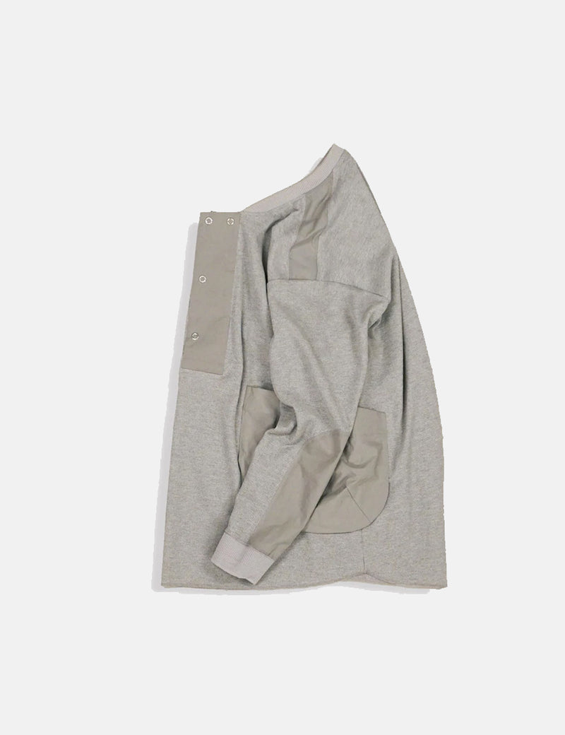 Norbit Waffle Henry Neck Long Sleeve Pocket T-Shirt - Top Grey