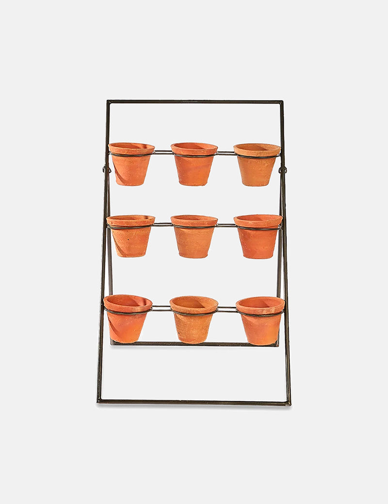 Nkuku Jara Terracotta Planter Stand - Terracotta & Iron