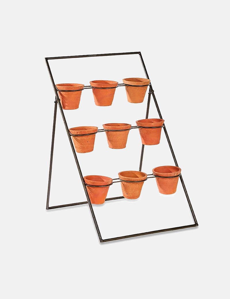 Nkuku Jara Terracotta Planter Stand - Terracotta & Iron