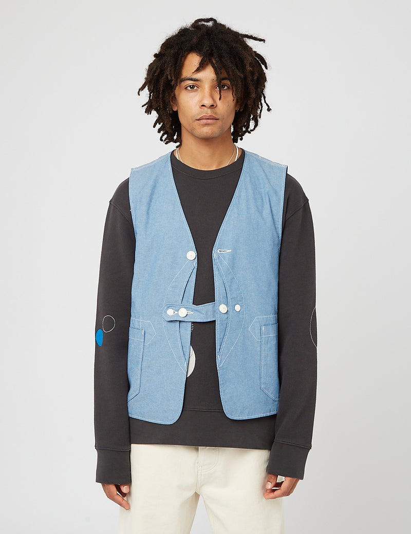 Engineered Garments Upland Vest (Cotton Chambray) - Light Blue