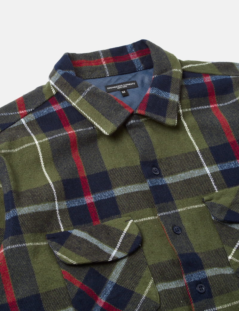 Engineered Garments Classic Big Plaid Shirt (Flannel) - Green/Navy Blue