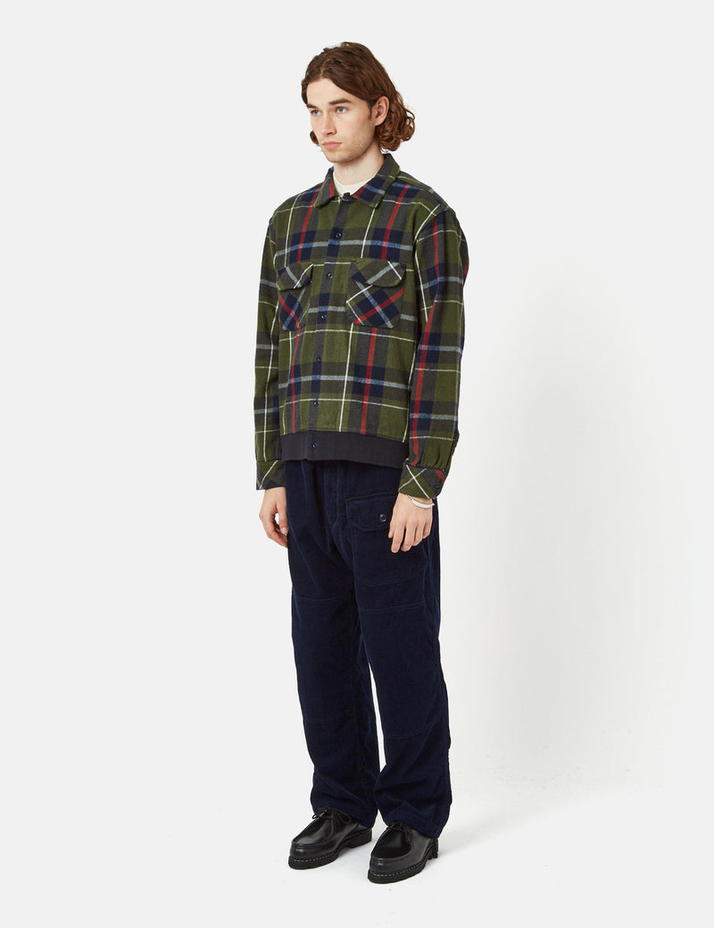 Engineered Garments Classic Big Plaid Shirt (Flannel) - Green/Navy Blue