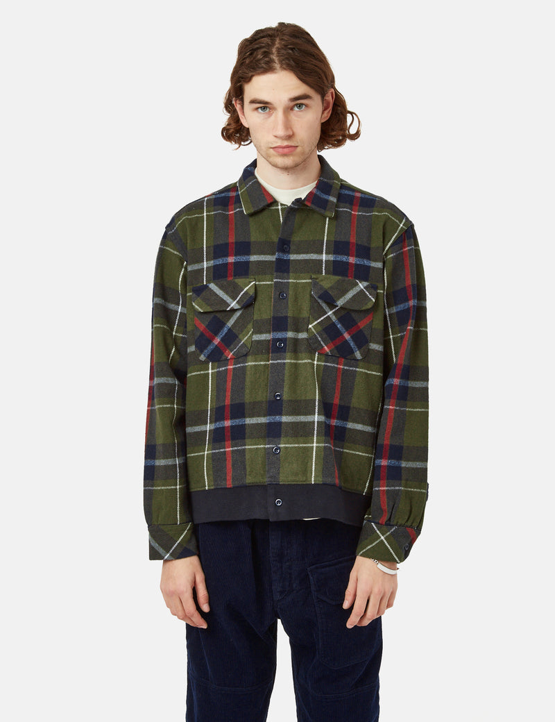 Engineered Garments Classic Big Plaid Shirt (Flannel) - Green/Navy Blue