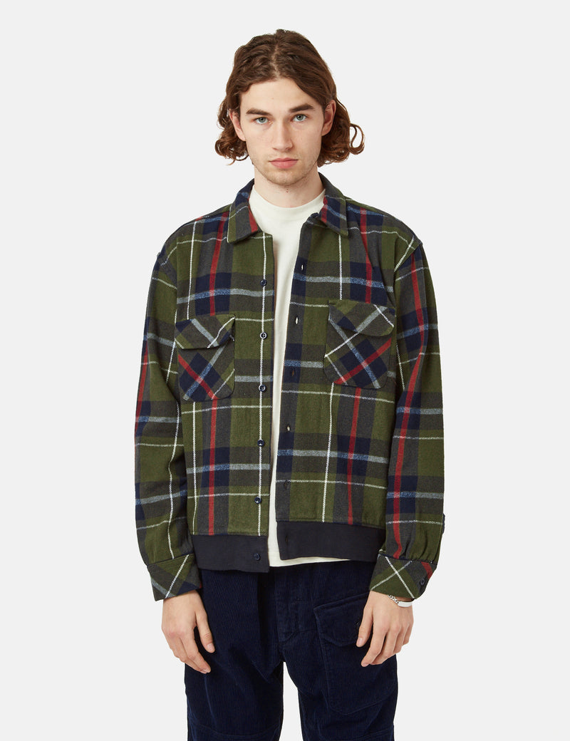 Engineered Garments Classic Big Plaid Shirt (Flannel) - Green/Navy Blue