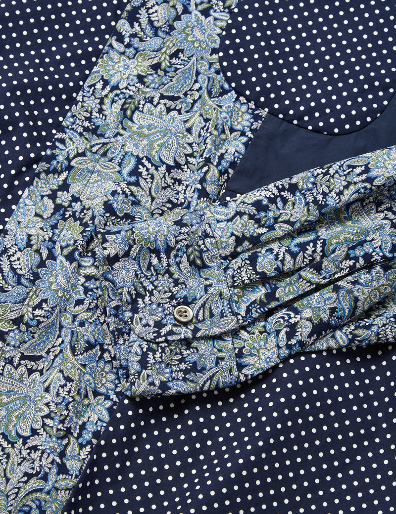 Engineered Garments ショート カラー ポルカ ドット シャツ (コットン) - ネイビー ブルー