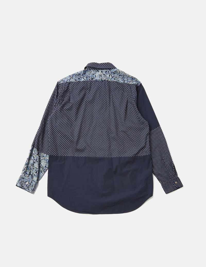 Engineered Garments Polka Dot Hemd mit kurzem Kragen (Baumwolle) – Marineblau