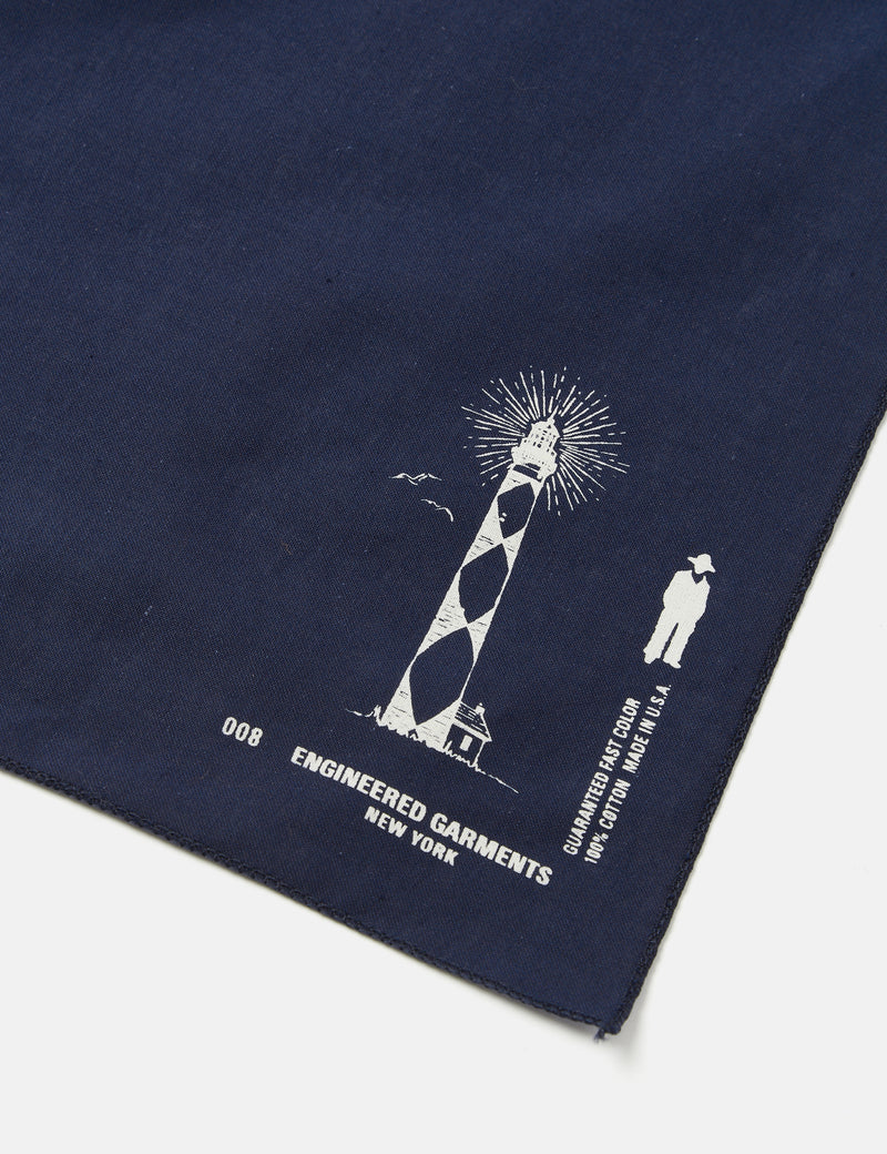 Engineered Garments Printed Bandana - Lighthouse Navy Blue