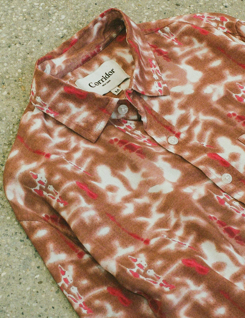 Corridor Lyocell Tie Dye Shirt - Coral Red