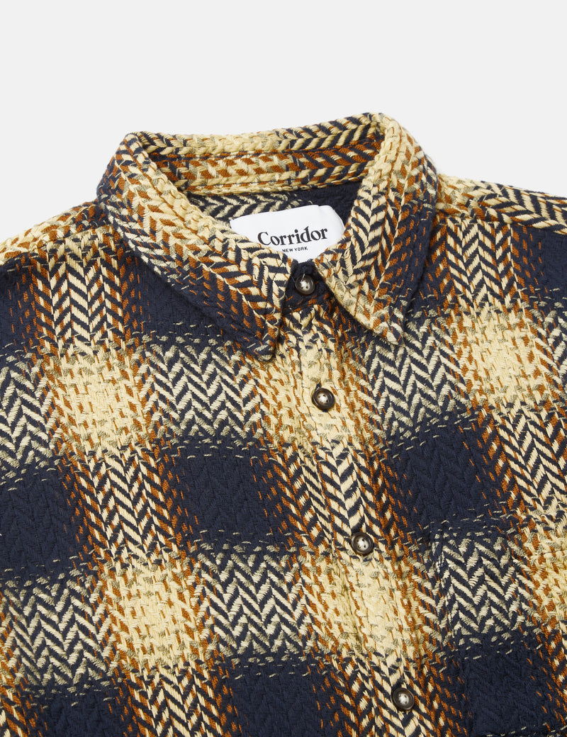 Corridor Macro Plaid Upstate Shirt - Navy Blue