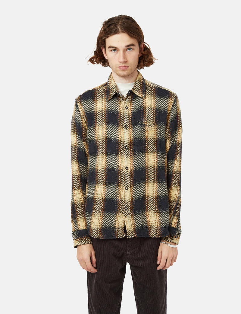 Corridor Macro Plaid Upstate Shirt - Navy Blue