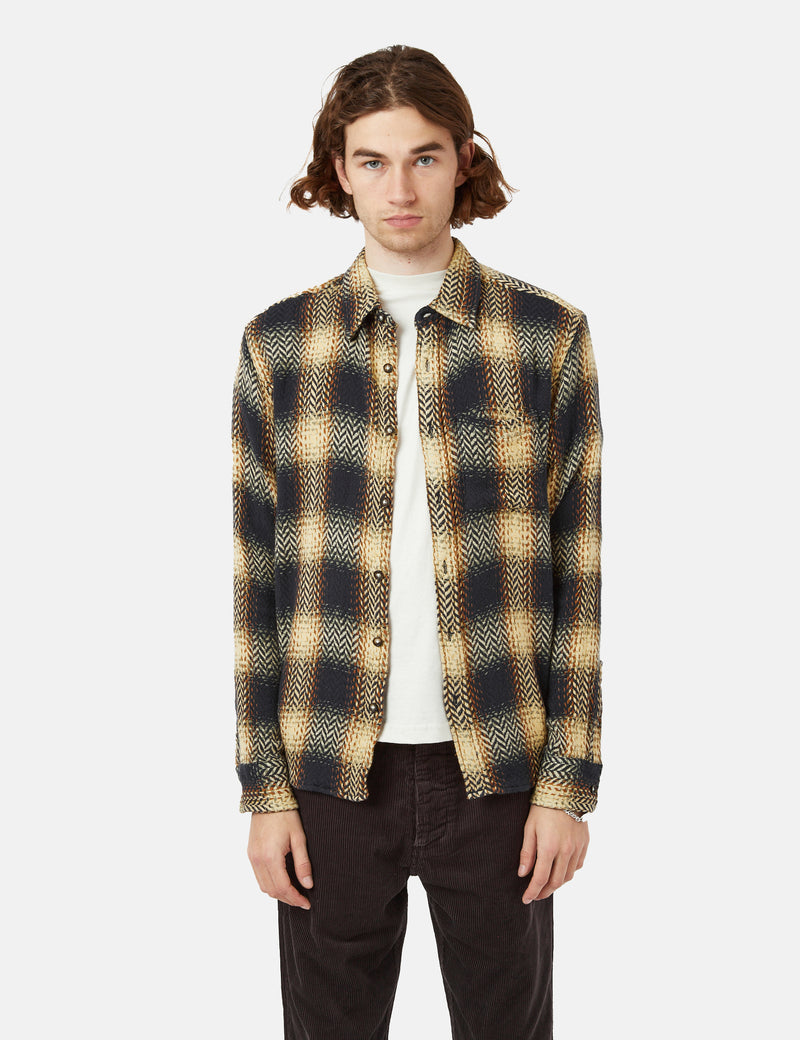 Corridor Macro Plaid Upstate Shirt - Navy Blue