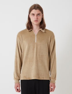 Lady White Co. Furry Quarter Zip - Beige