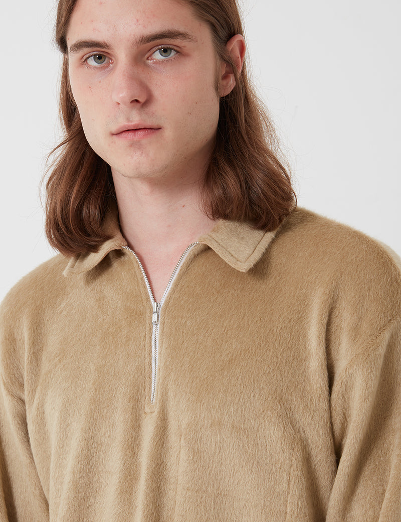 Lady White Co. Furry Quarter Zip - Beige