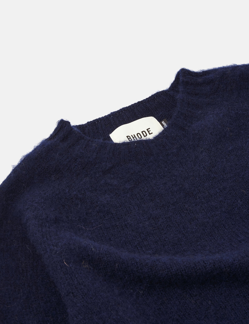 Pull en laine d'agneau super Bhode (fabriqué en Écosse) - Nouveau bleu marine