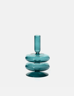M√¶gen Coloured Glass Taper Candle Holder (15cm) - Ocean Teal