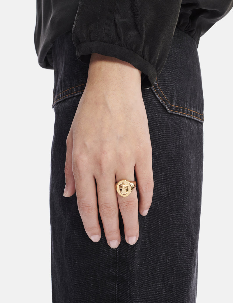 A.P.C. Chevaliere Acorn Signet Ring - Gold