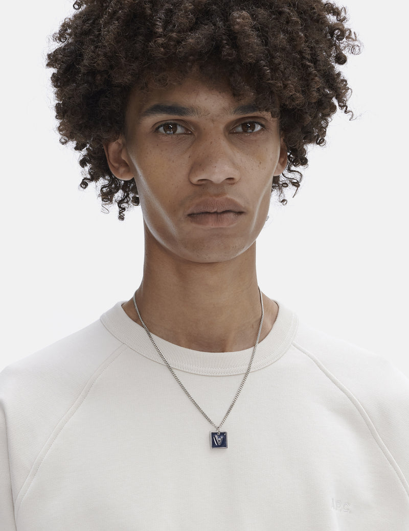 A.P.C. Plate Logo Necklace - Silver