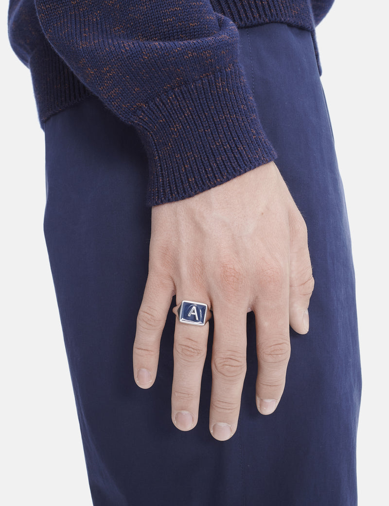 A.P.C. Signature Logo Ring - Silver