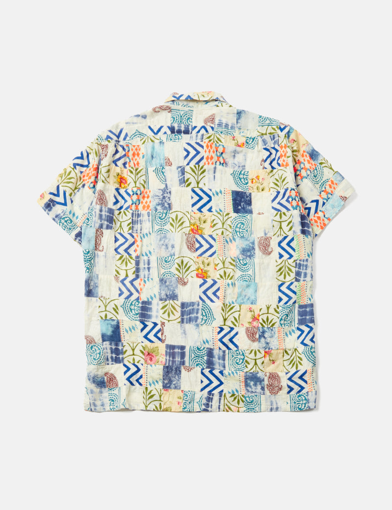 Engineered Garments Camp Shirt (Ethno Patchwork) - White/Blue