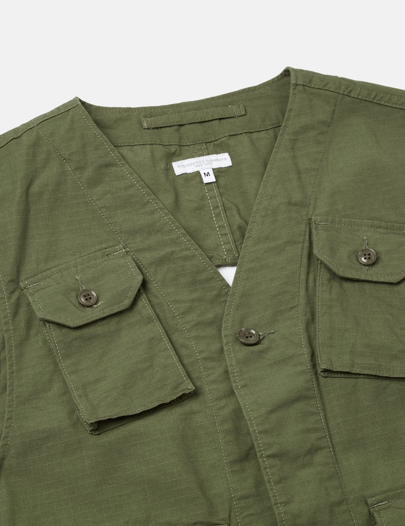 Engineered Garments C-1 Vest (Cotton Ripstop) - Olive Green