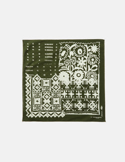 Engineered Garments Printed Bandana (Patchwork) - Olive Green
