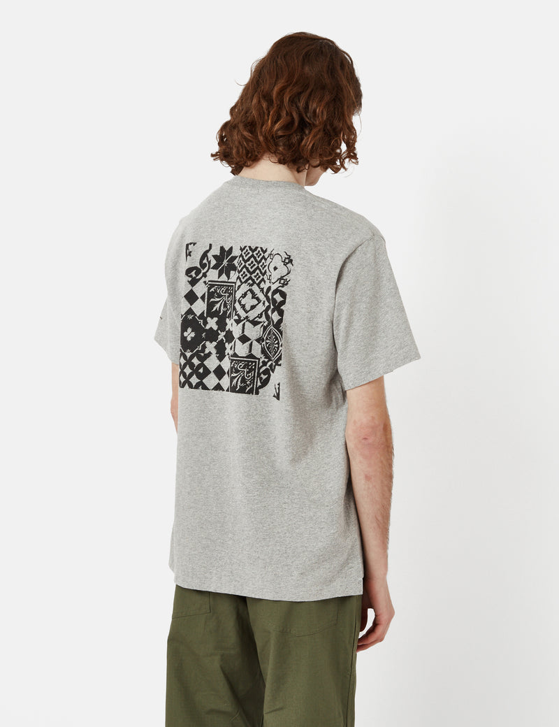 Engineered Garments Printed Cross Crew Neck T-Shirt - Grey