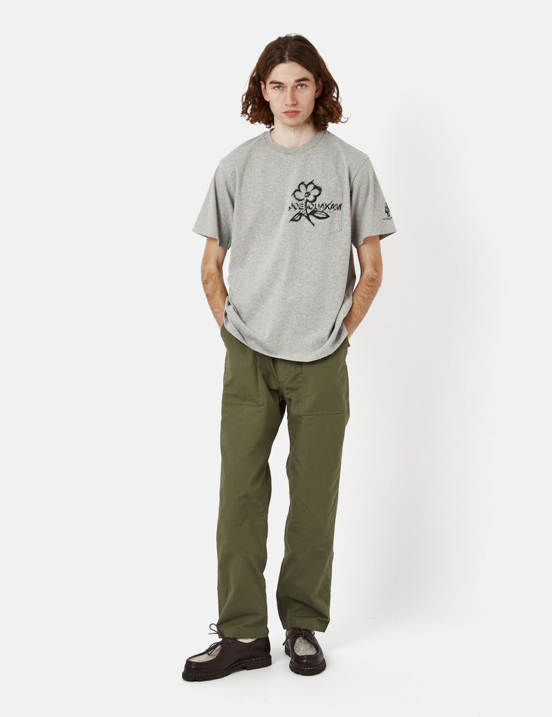 Engineered Garments Printed Cross Crew Neck T-Shirt - Grey