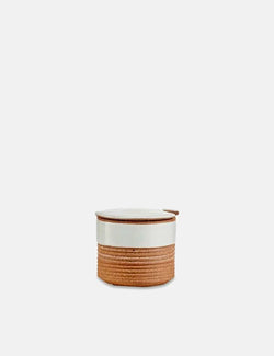 Nkuku Mali Ribbed Sugar Pot (Terracotta) - White