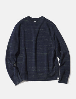 mocT Loopwheel Neon Script Sweatshirt - Navy Blue/Neon Yellow