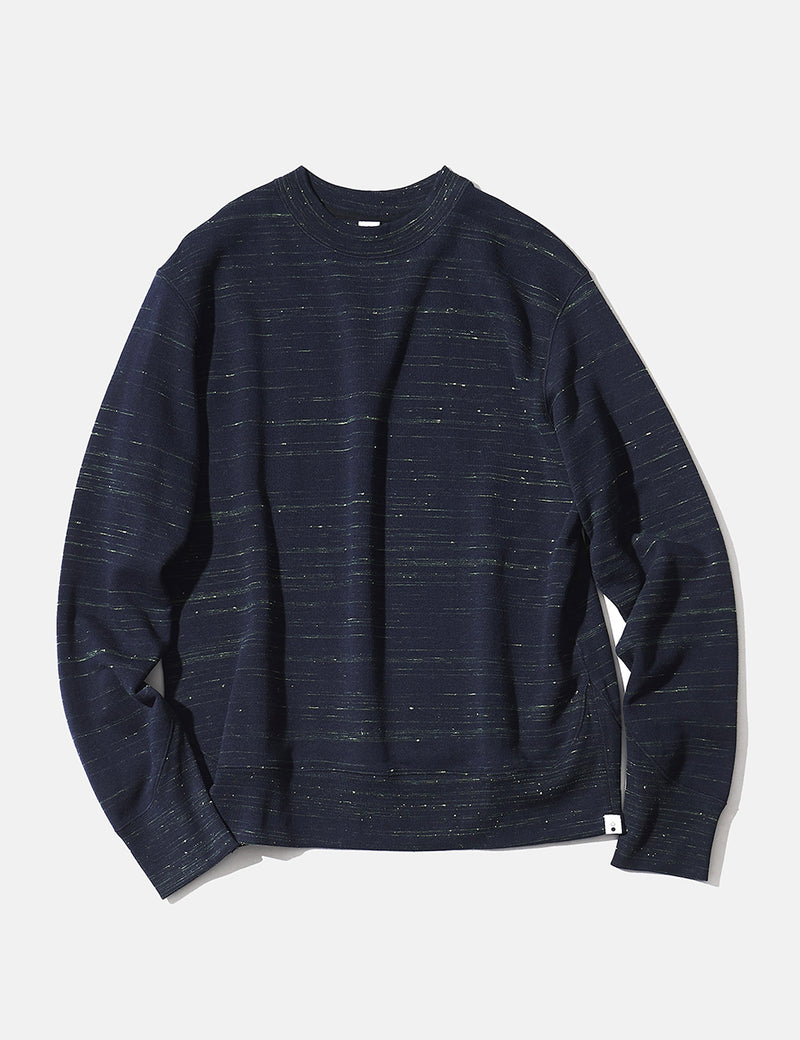 mocT Loopwheel Neon Script Sweatshirt - Navy Blue/Neon Yellow