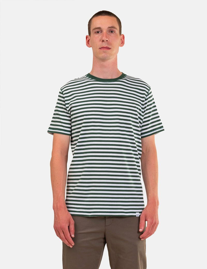 Norse Projects Niels Classic Stripe T-Shirt - Dartmouth Green