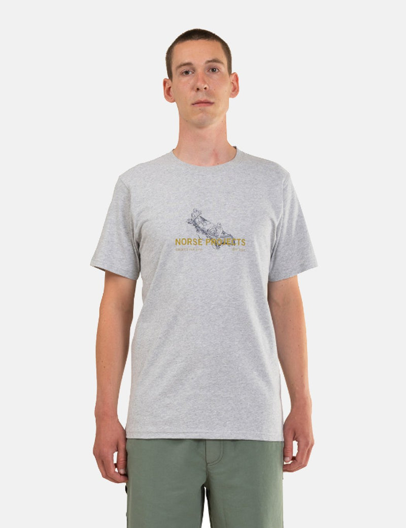 Norse Projects Niels Canoe Adventure T-Shirt - Light Grey Melange