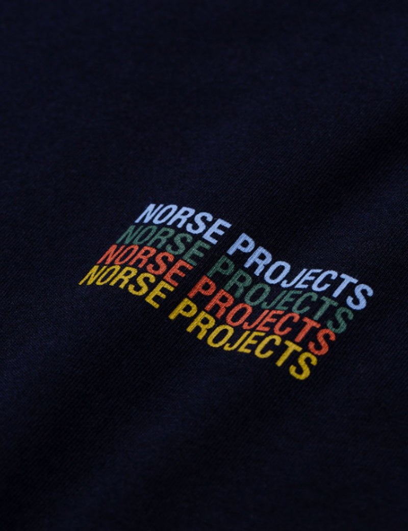 Norse Projects Niels Logo Stack T-Shirt - Dark Navy Blue