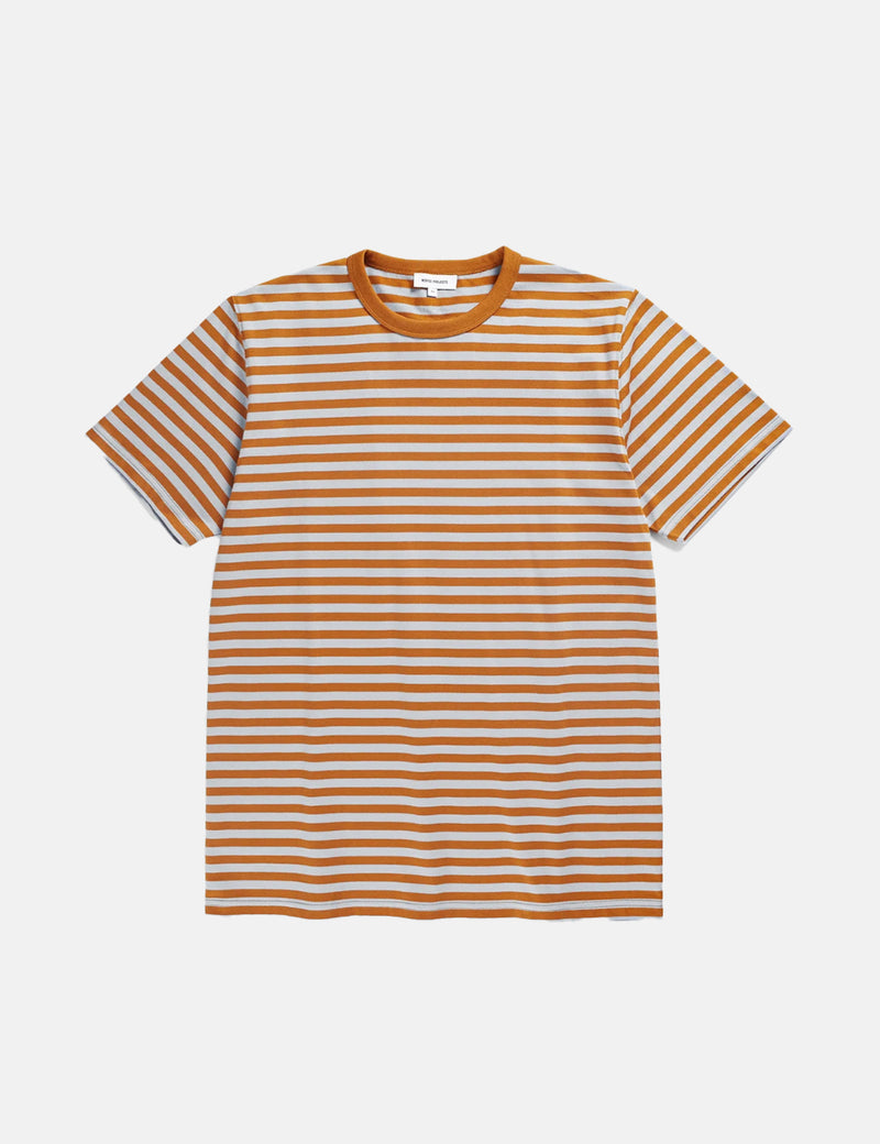 Norse Projects Niels Classic Stripe T-Shirt - Rufous Orange