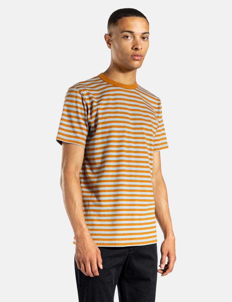 Norse Projects Niels Classic Stripe T-Shirt - Rufous Orange