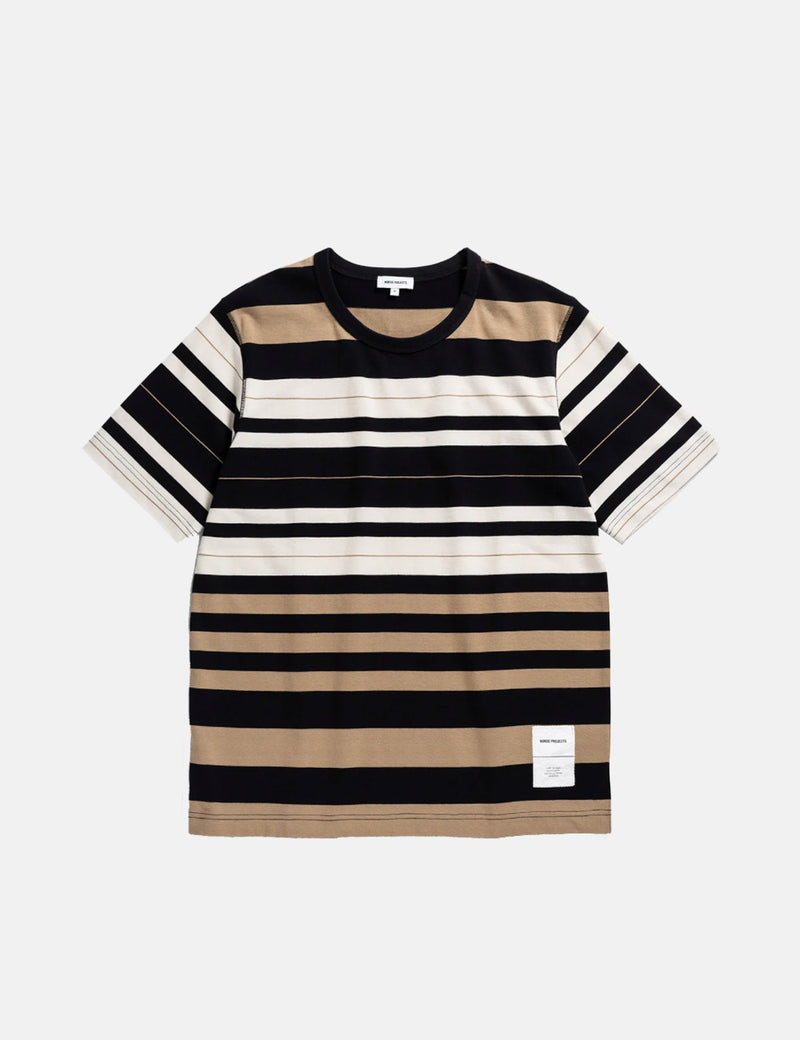 Norse Projects Holger Tab Series T-Shirt (Stripe) - Utility Khaki Brown
