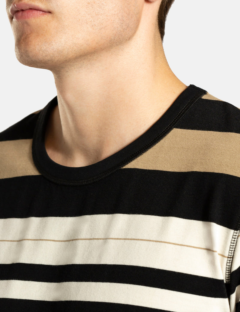Norse Projects Holger Tab Series T-Shirt (Stripe) - Utility Khaki Brown