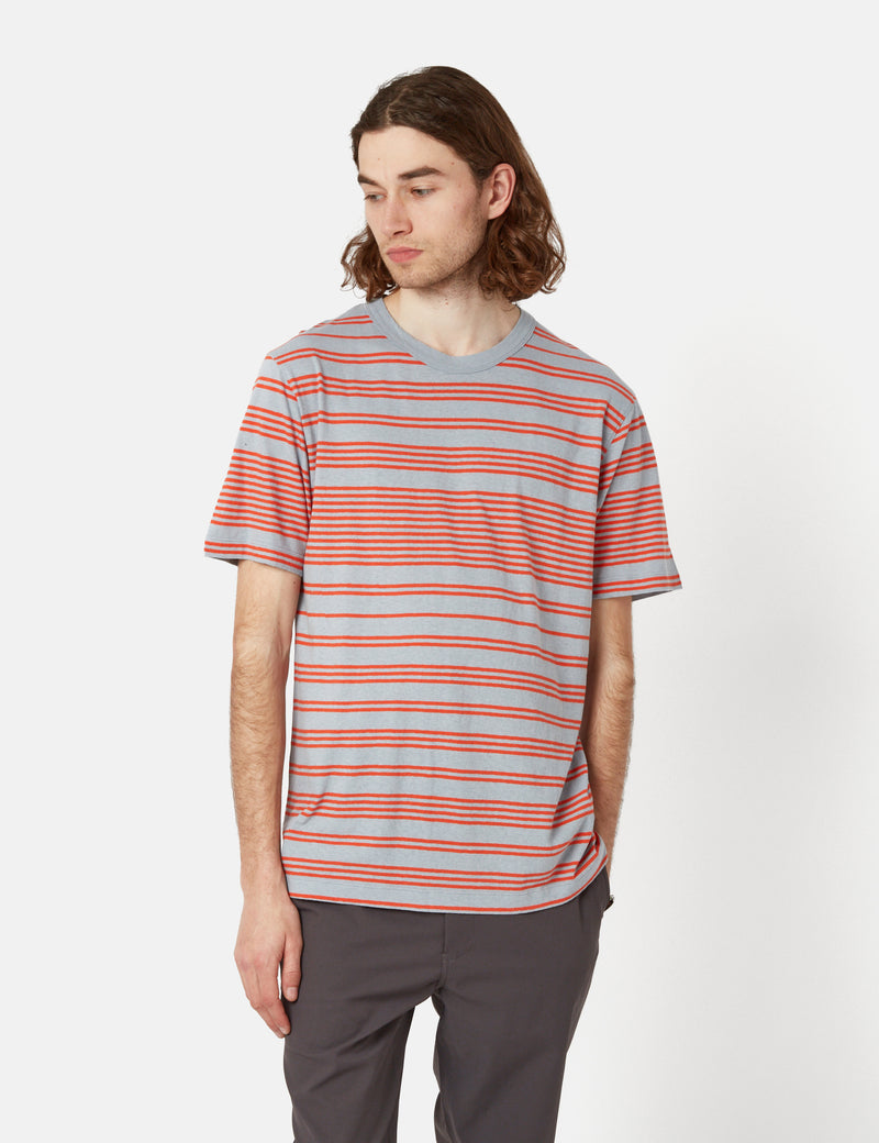 Norse Projects Johannes Sailor Stripe T-Shirt - Silver Blue