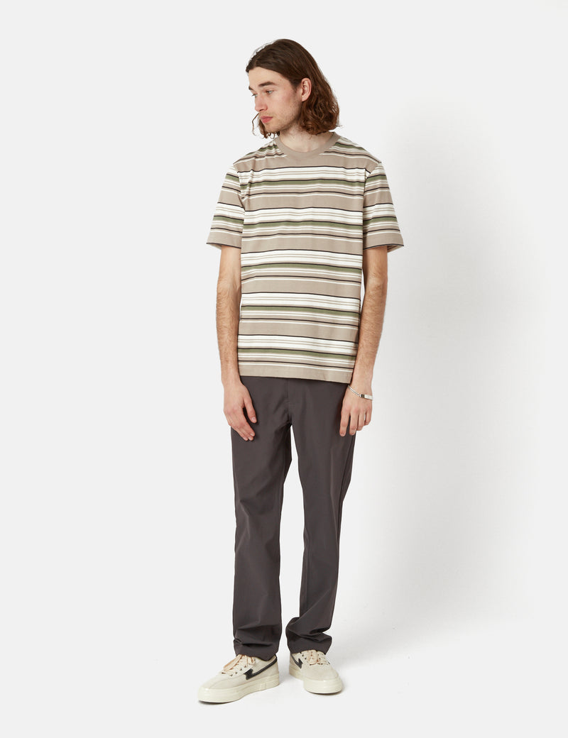 Norse Projects Johannes Weekend Stripe T-Shirt - Light Khaki