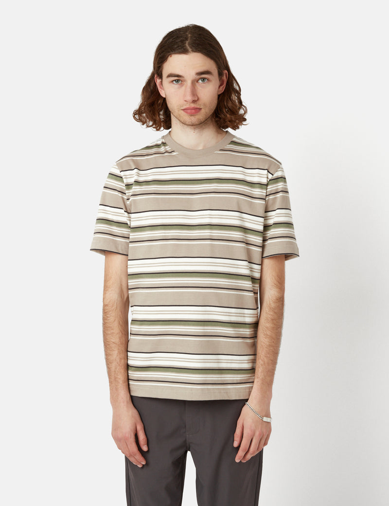 Norse Projects Johannes Weekend Stripe T-Shirt - Light Khaki