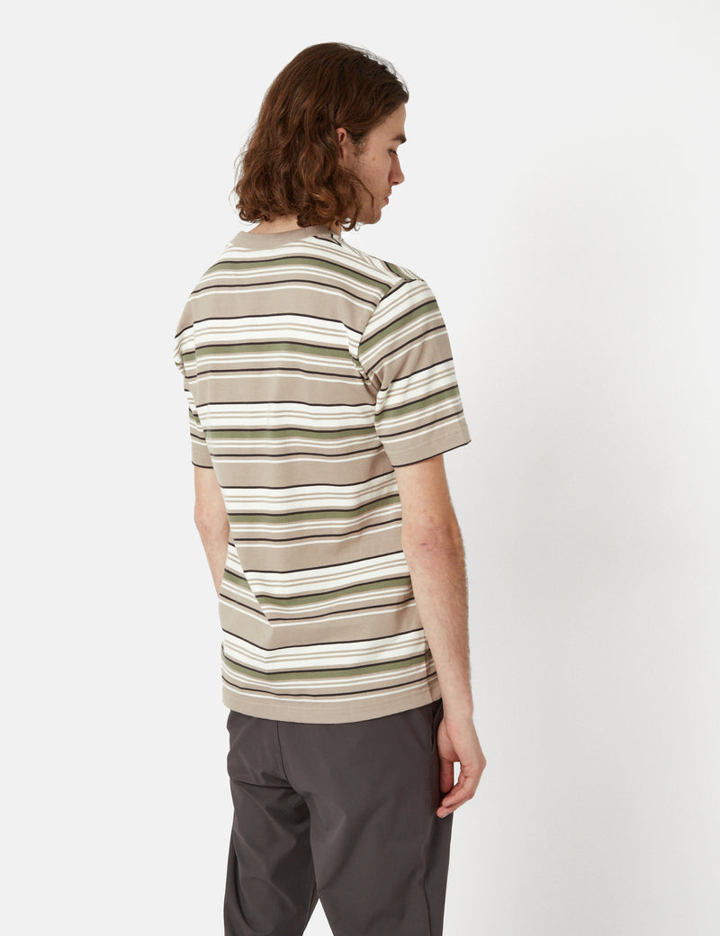 Norse Projects Johannes Weekend Stripe T-Shirt - Light Khaki