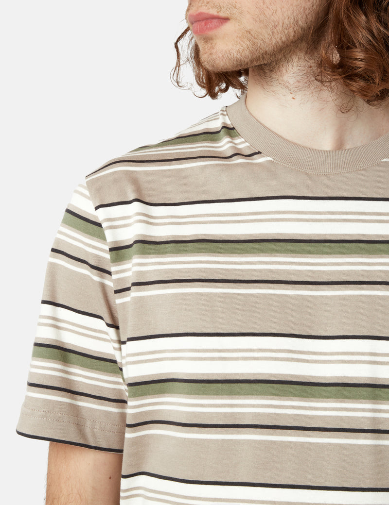 Norse Projects Johannes Weekend Stripe T-Shirt - Light Khaki
