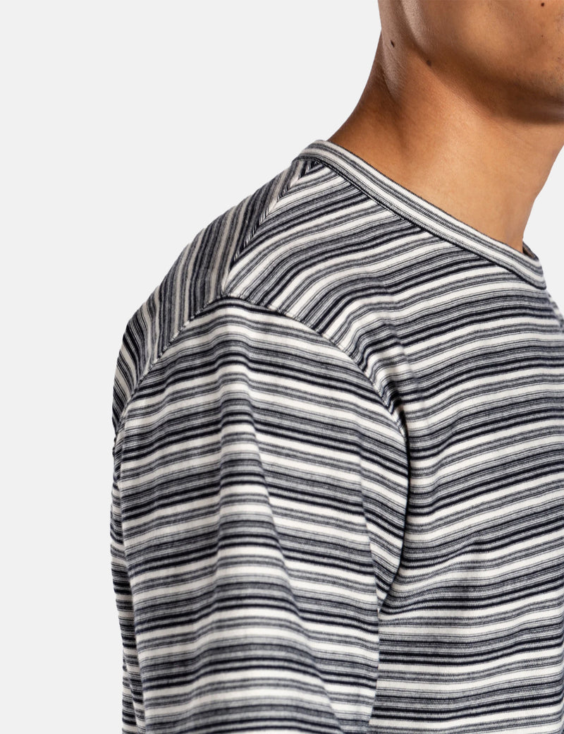 Norse Projects Johannes Reversed Mini Stripe - Dark Navy Blue