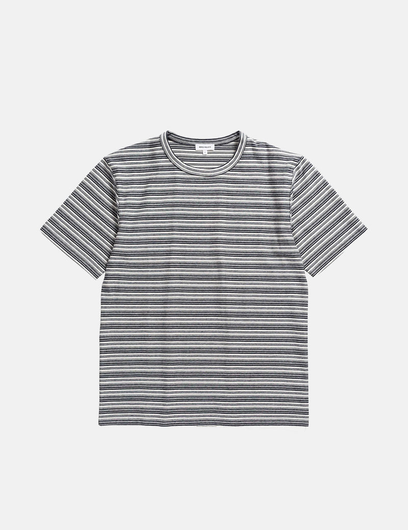 Norse Projects Johannes Reversed Mini Stripe - Dark Navy Blue