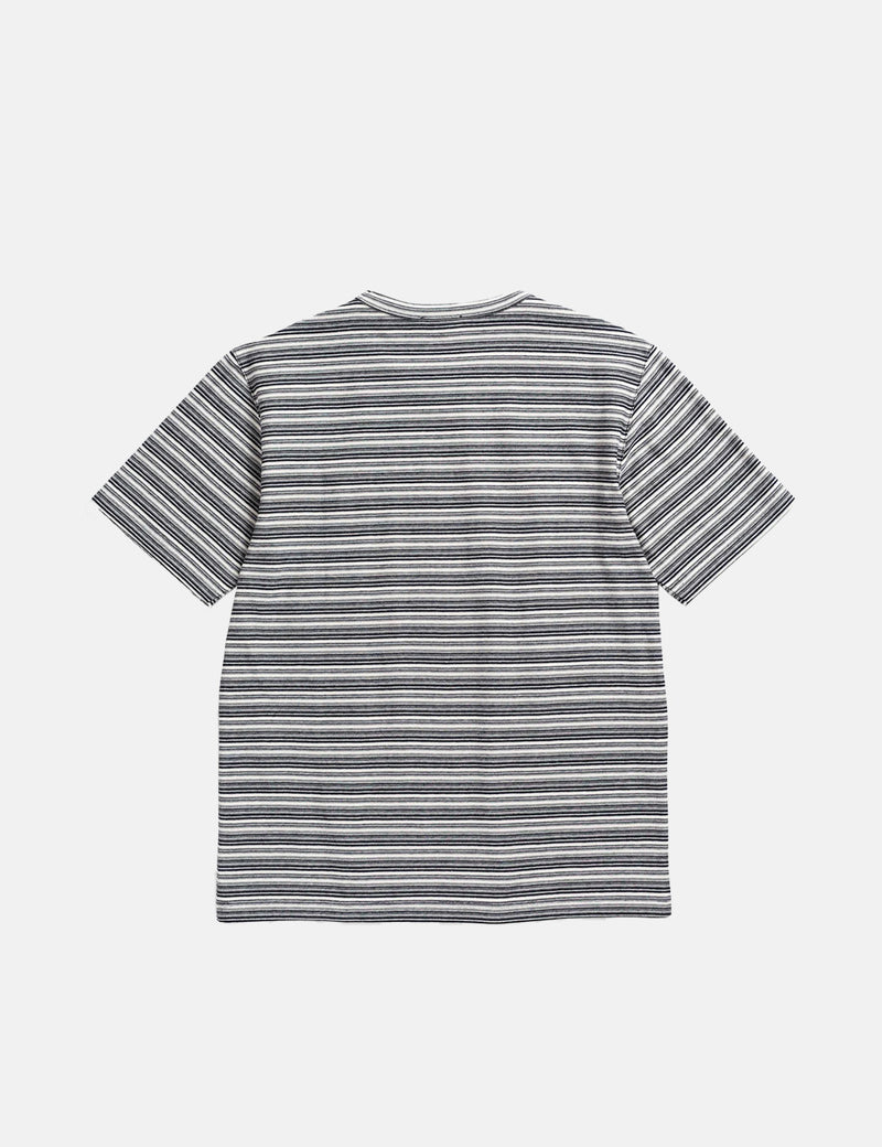 Norse Projects Johannes Reversed Mini Stripe - Dark Navy Blue