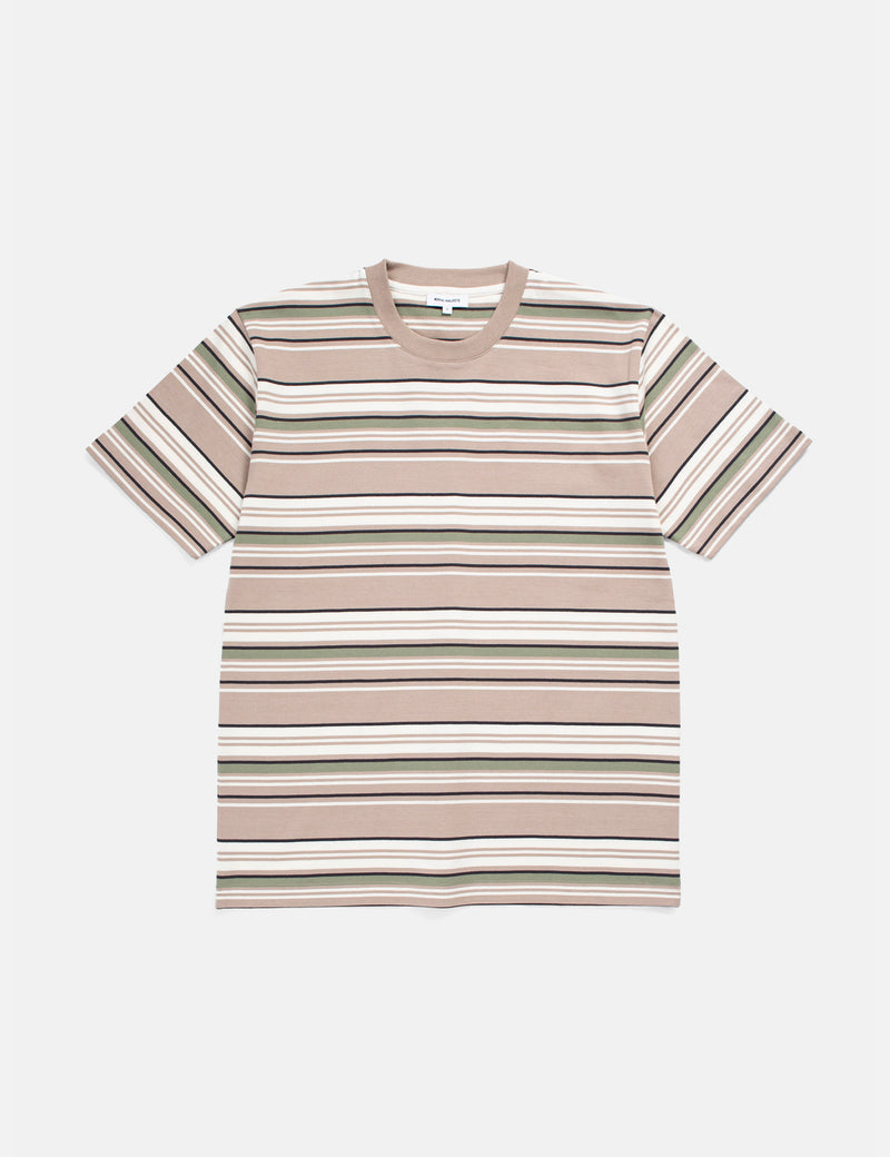 Norse Projects Johannes Weekend Stripe T-Shirt - Light Khaki
