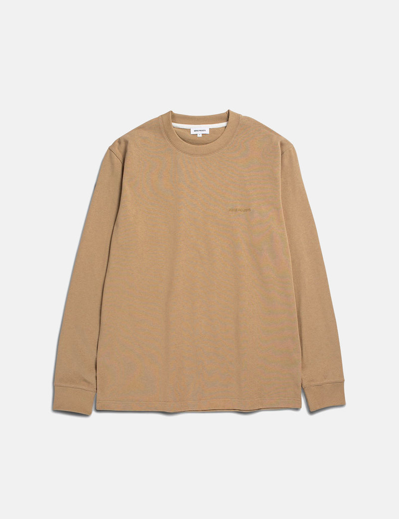 Norse Projects Johannes Heavy Logo Long Sleeve T-Shirt - Utility Khaki